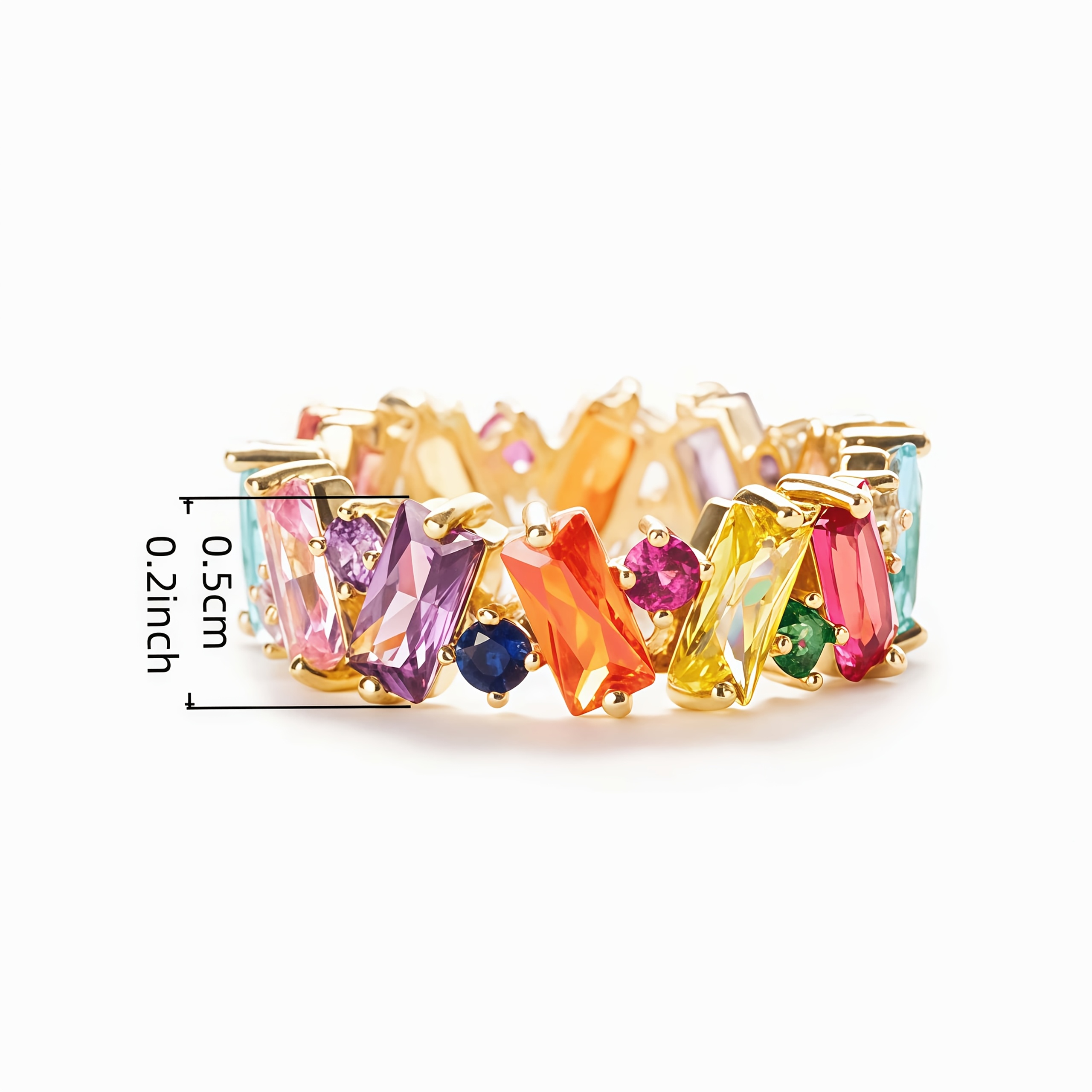 Women's Colorful Synthetic Zirconia Irregular Rings, Creative Design